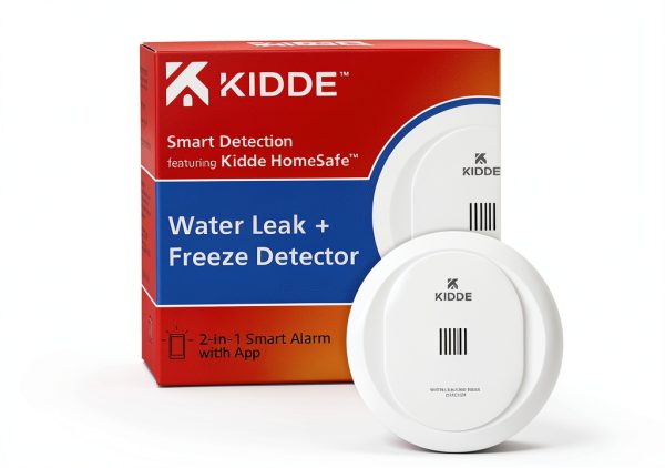 Water Leak Detector Kidde WiFi Battery Powered White Compact Sensor-0