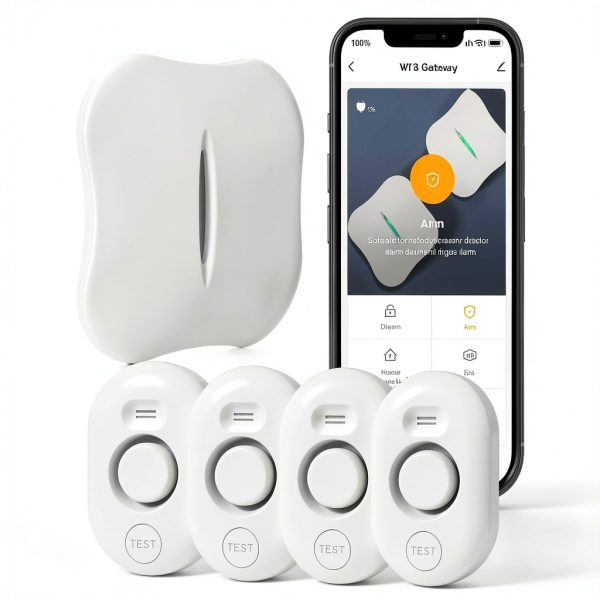 METAK Water Leak Detector 6 Sensor + 1 Gateway White Wi‑Fi System-0