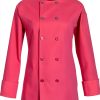 Women's Basic Short Sleeve Chef Coat FAME Raspberry Reversible Closure-1