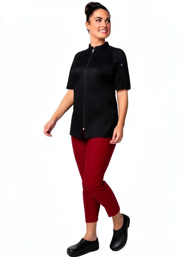 Chef Works Women's Arcadia Chef Coat - Grey Stretch Fabric, Raglan-4