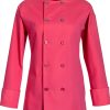 Women's Basic Short Sleeve Chef Coat FAME Raspberry Reversible Closure-0