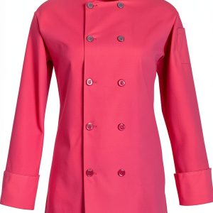 Women's Basic Short Sleeve Chef Coat FAME Raspberry Reversible Closure-0