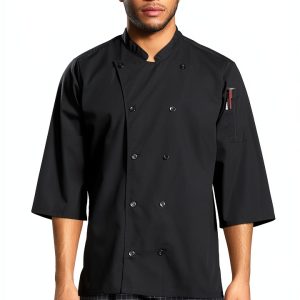 Uncommon Threads Unisex Epic 3/4 Sleeve Buttoned Chef Shirt with Vents-0