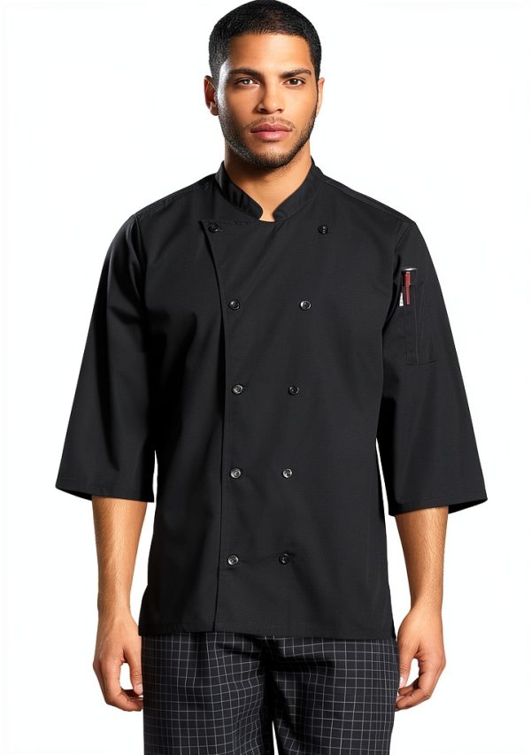 Uncommon Threads Unisex Epic 3/4 Sleeve Buttoned Chef Shirt with Vents-0