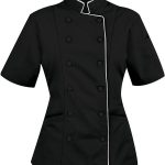 Short Sleeves Women's Chef Jacket double breasted 10 Button-0