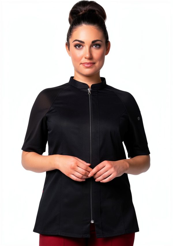 Chef Works Women's Arcadia Chef Coat - Grey Stretch Fabric, Raglan-0