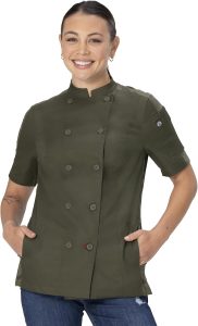 Chef Works Women's Mojave Short Sleeve Chef Coat Olive XL-0