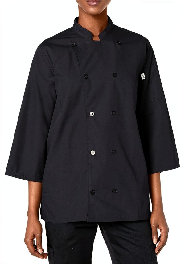 Uncommon Threads Unisex Epic 3/4 Sleeve Buttoned Chef Shirt with Vents-5